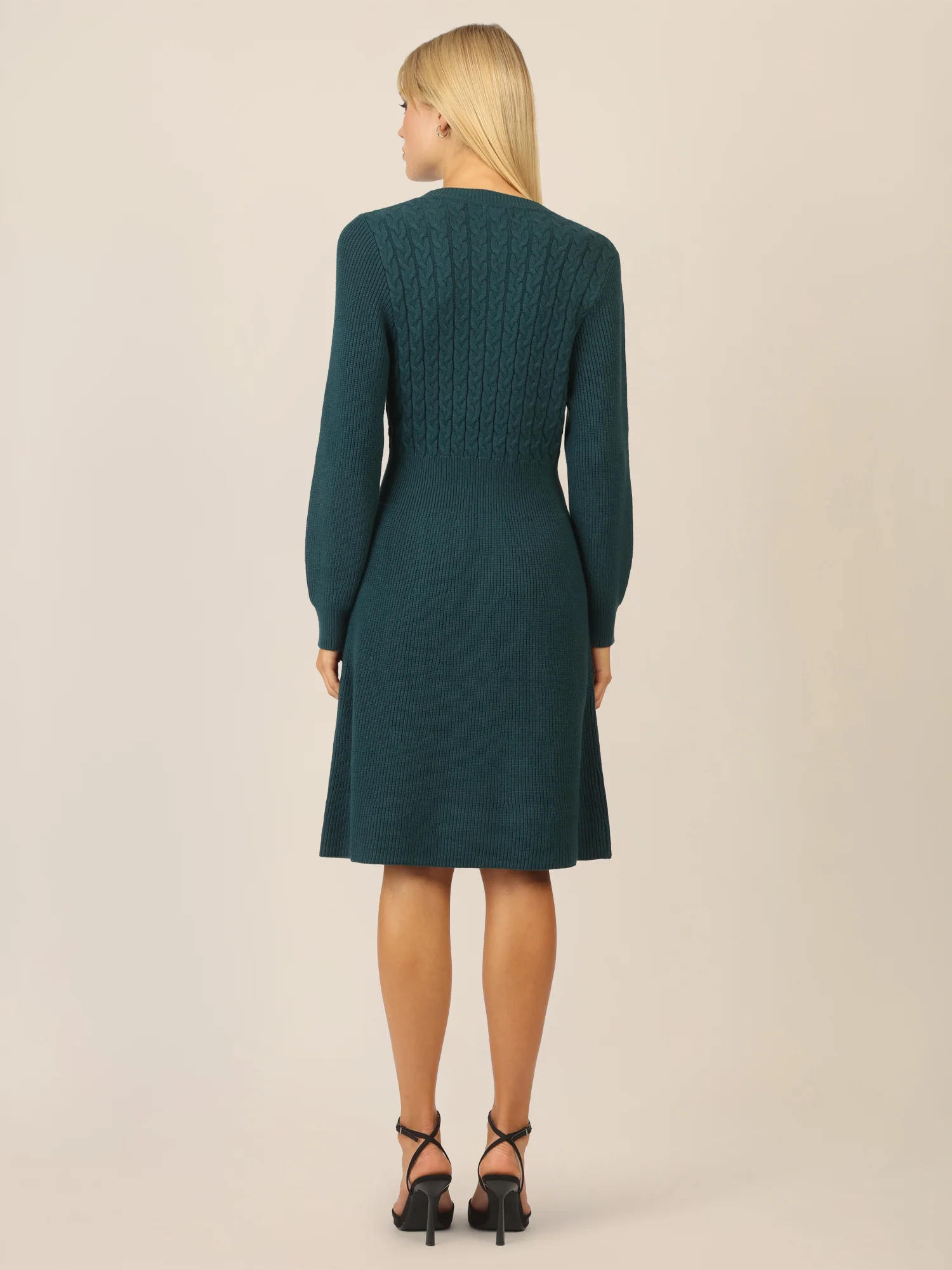 APART Strickkleid mit Zopfmuster | dunkelgrün - Image 2