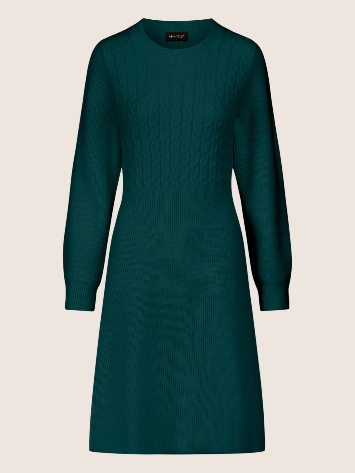 APART Strickkleid mit Zopfmuster | dunkelgrün - Image 3