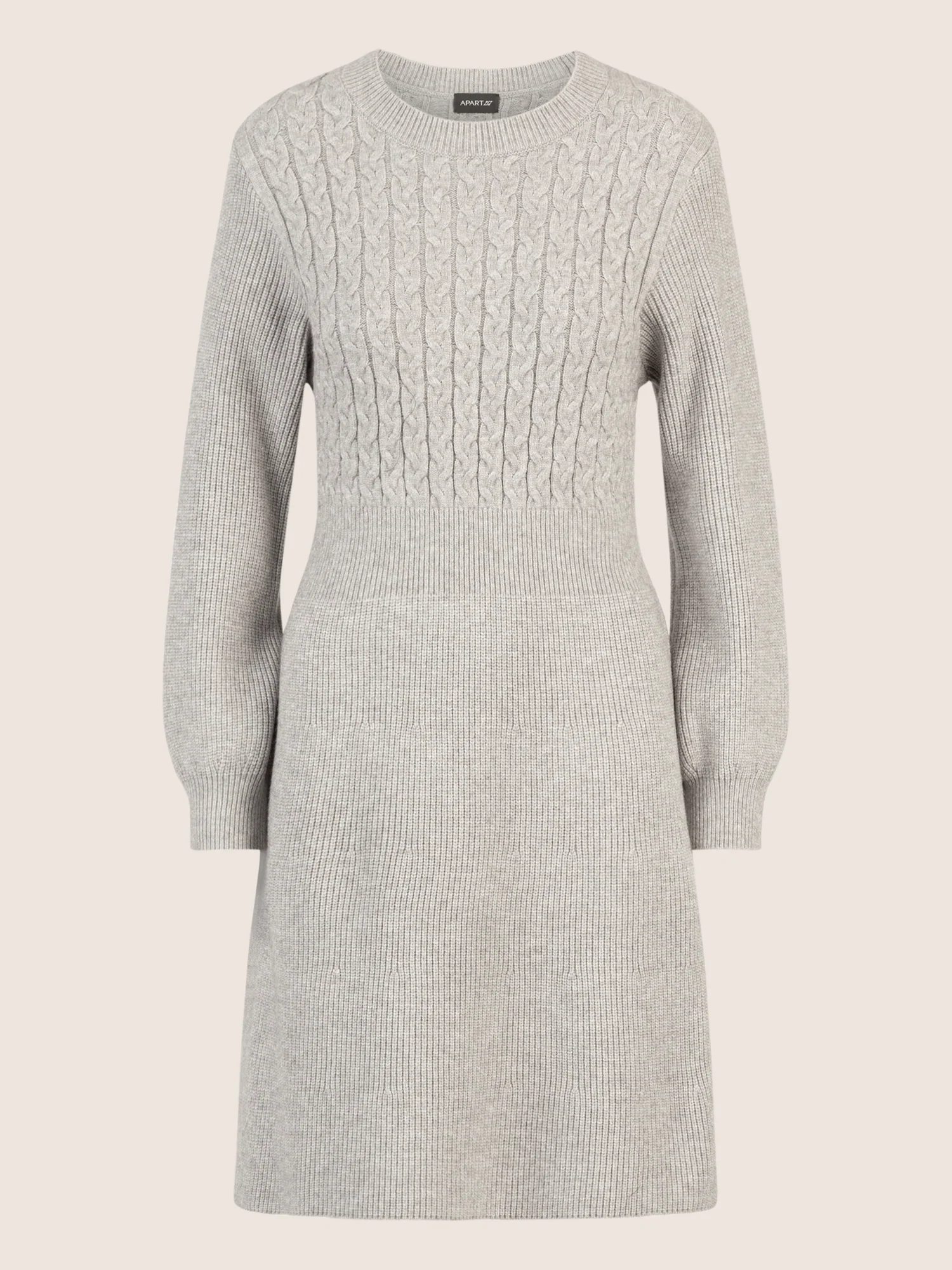 APART Strickkleid mit Zopfmuster | graumeliert - Image 3