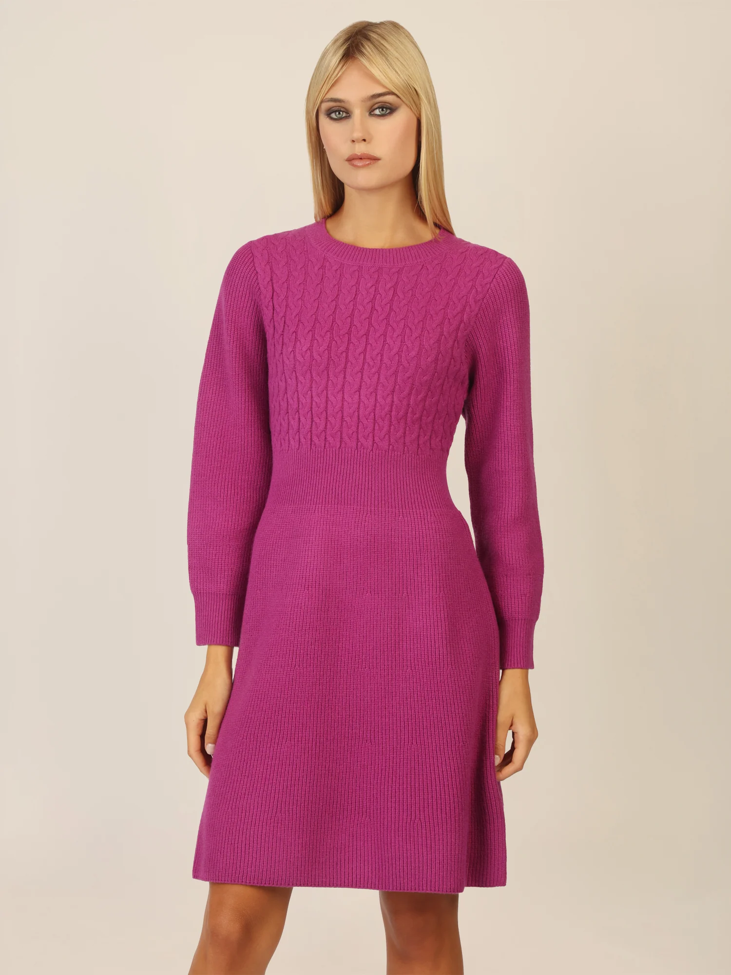 APART Strickkleid mit Zopfmuster | lila - Image 4