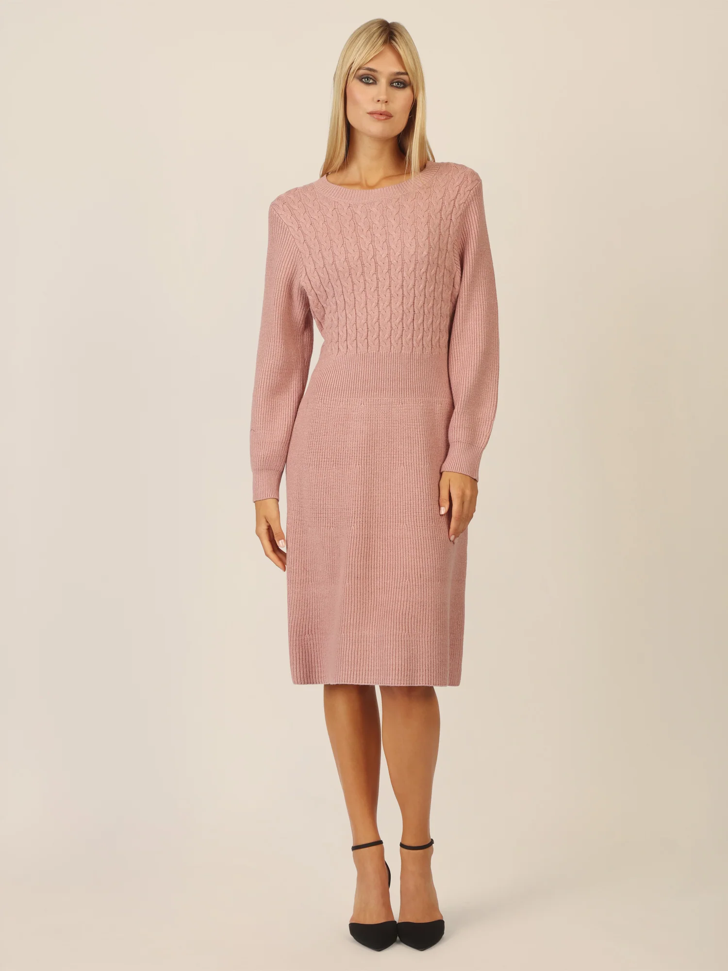 APART Strickkleid mit Zopfmuster | mauve
