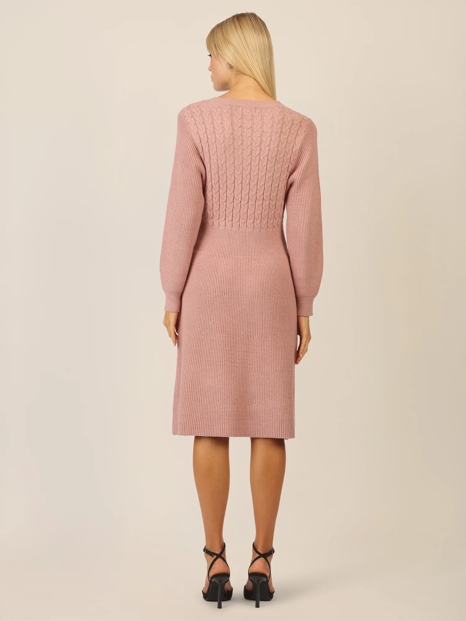 APART Strickkleid mit Zopfmuster | mauve - Image 2