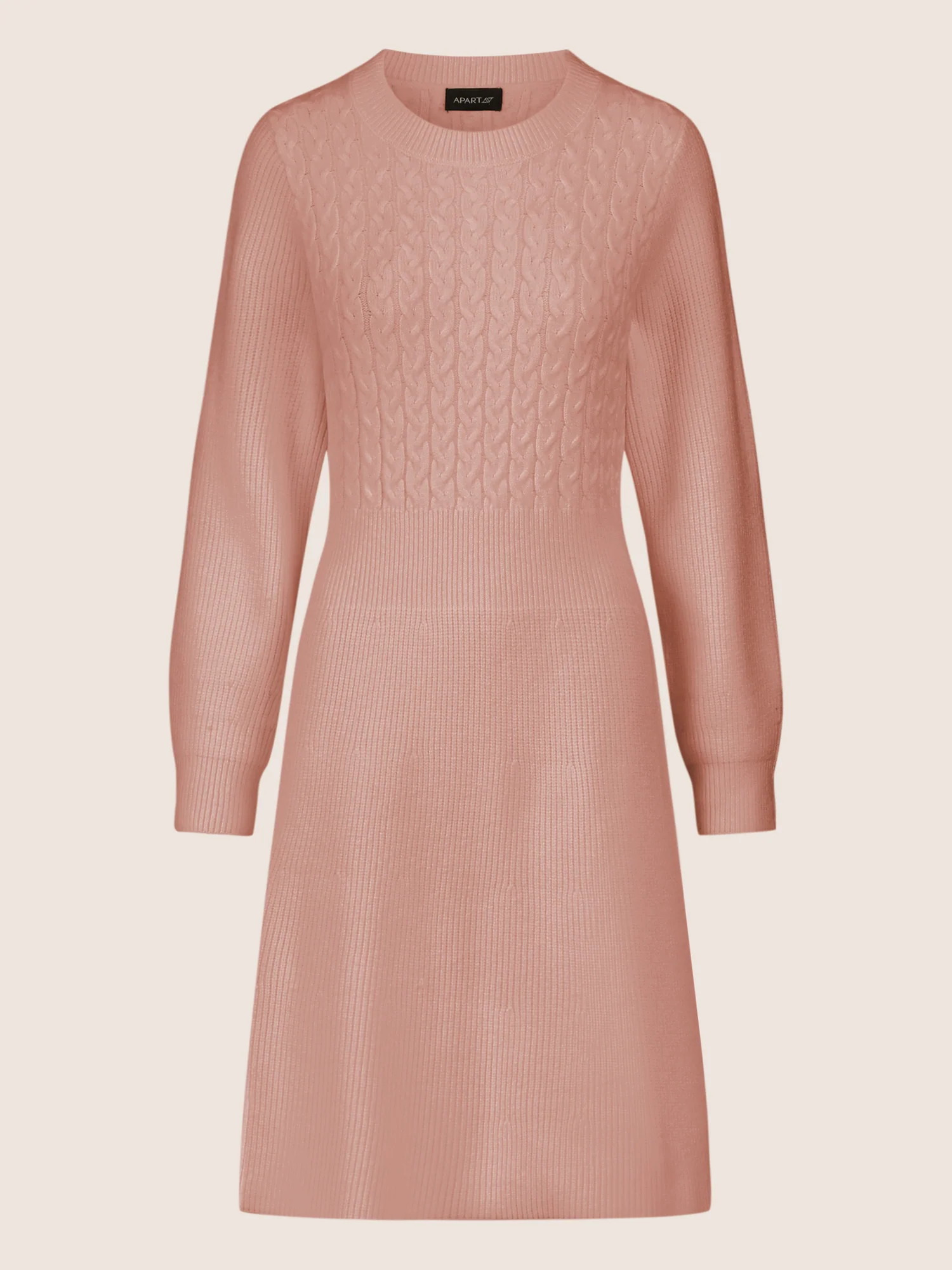 APART Strickkleid mit Zopfmuster | mauve - Image 3