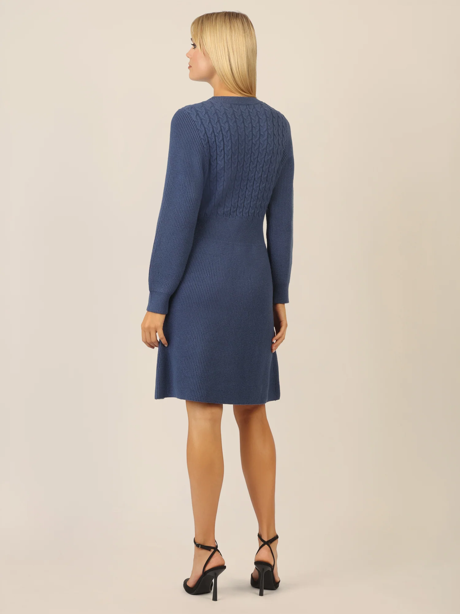 APART Strickkleid mit Zopfmuster | mittelblau - Image 2