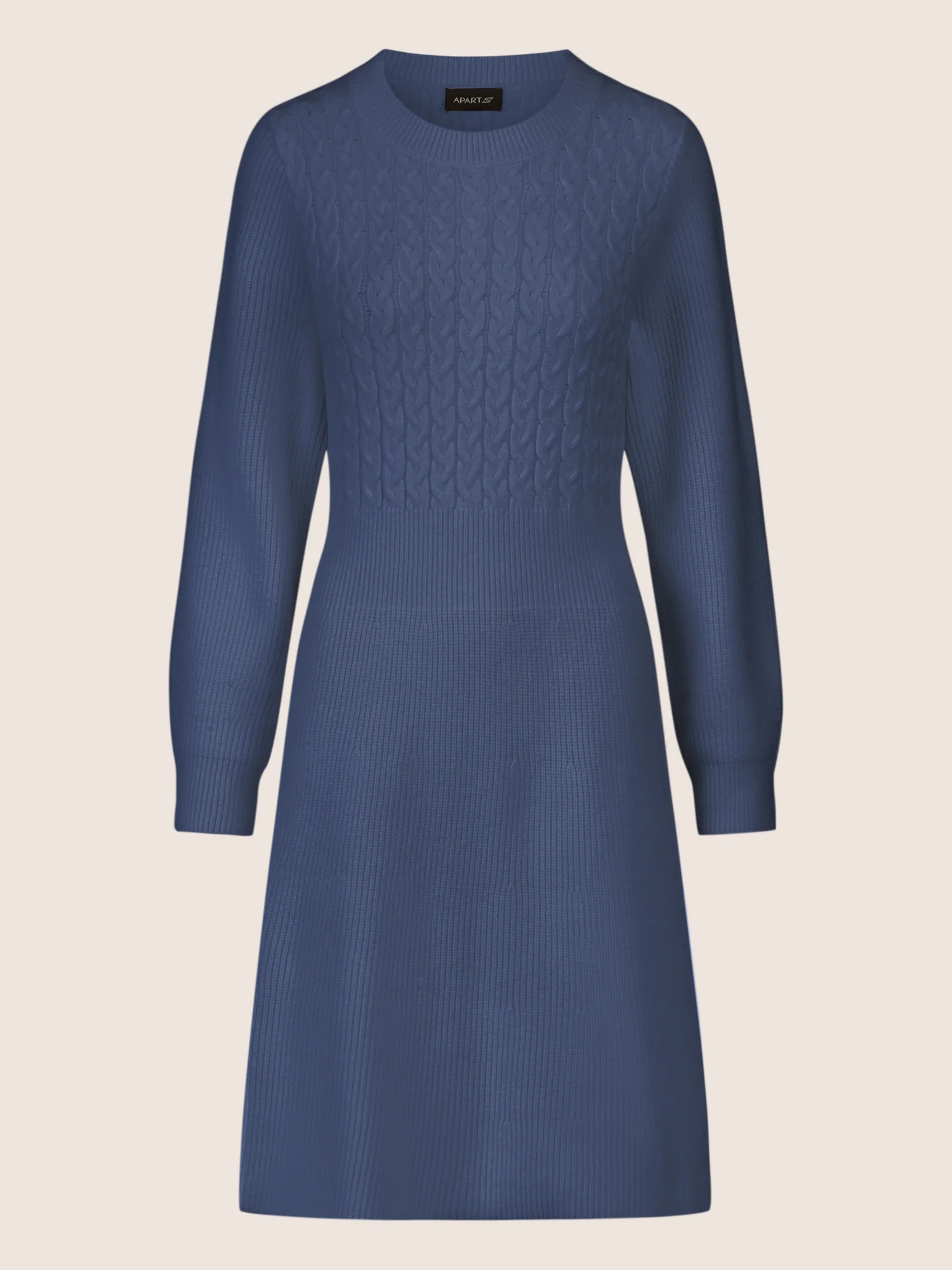 APART Strickkleid mit Zopfmuster | mittelblau - Image 3