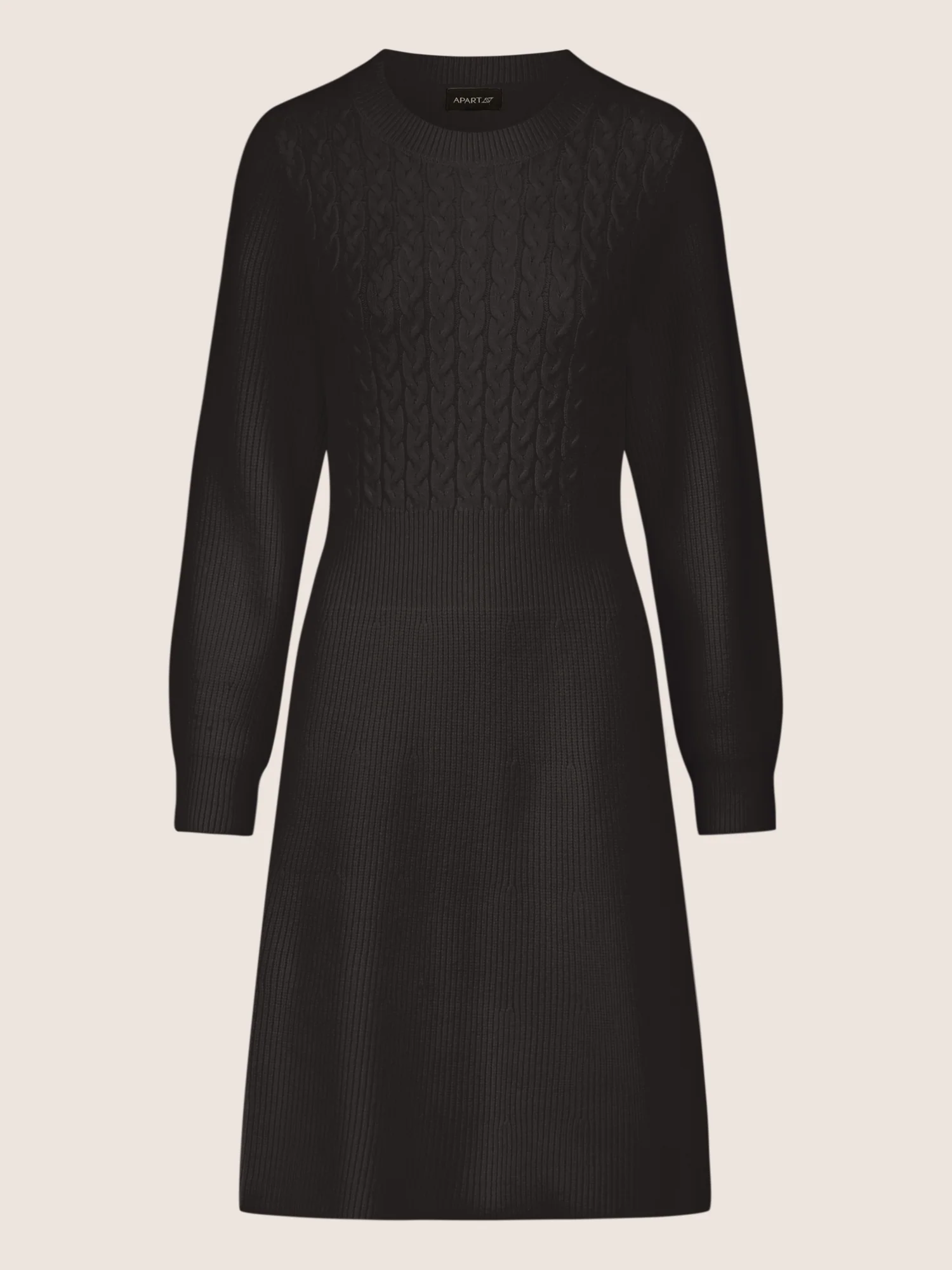 APART Strickkleid mit Zopfmuster | schwarz - Image 3
