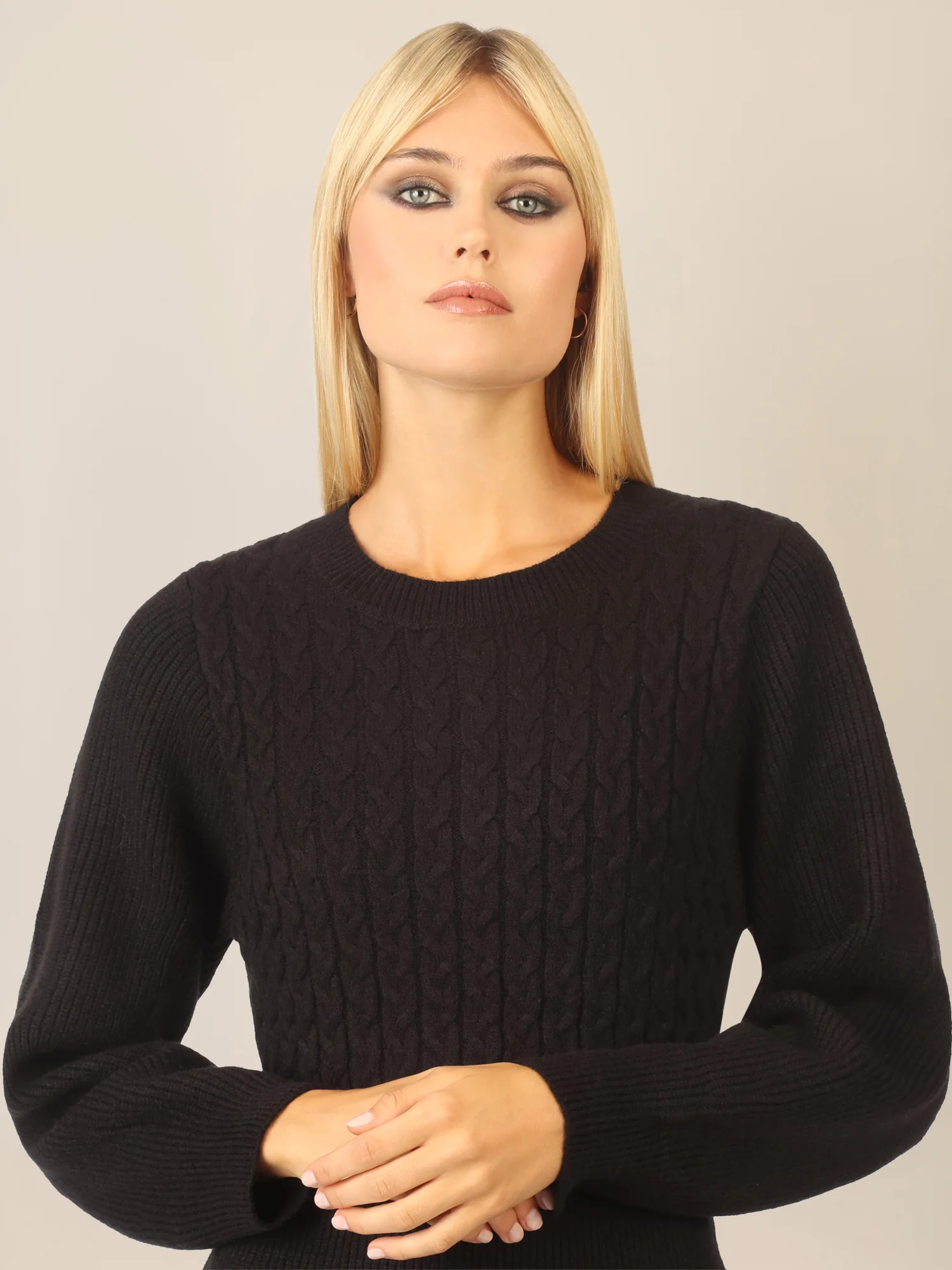 APART Strickkleid mit Zopfmuster | schwarz - Image 5