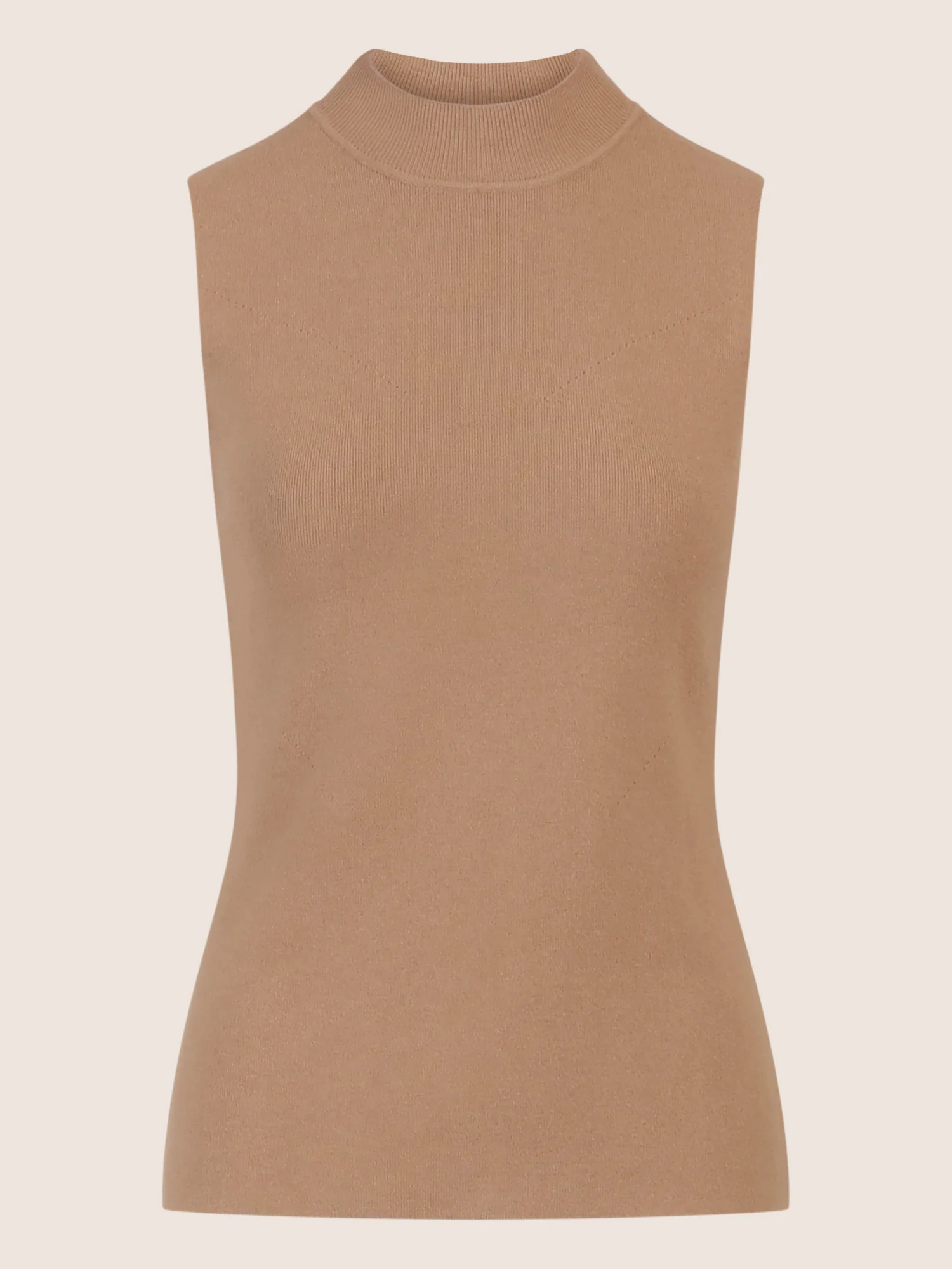 APART Stricktop mit Stehkragen und Ärmellos-Design | camel - Image 4