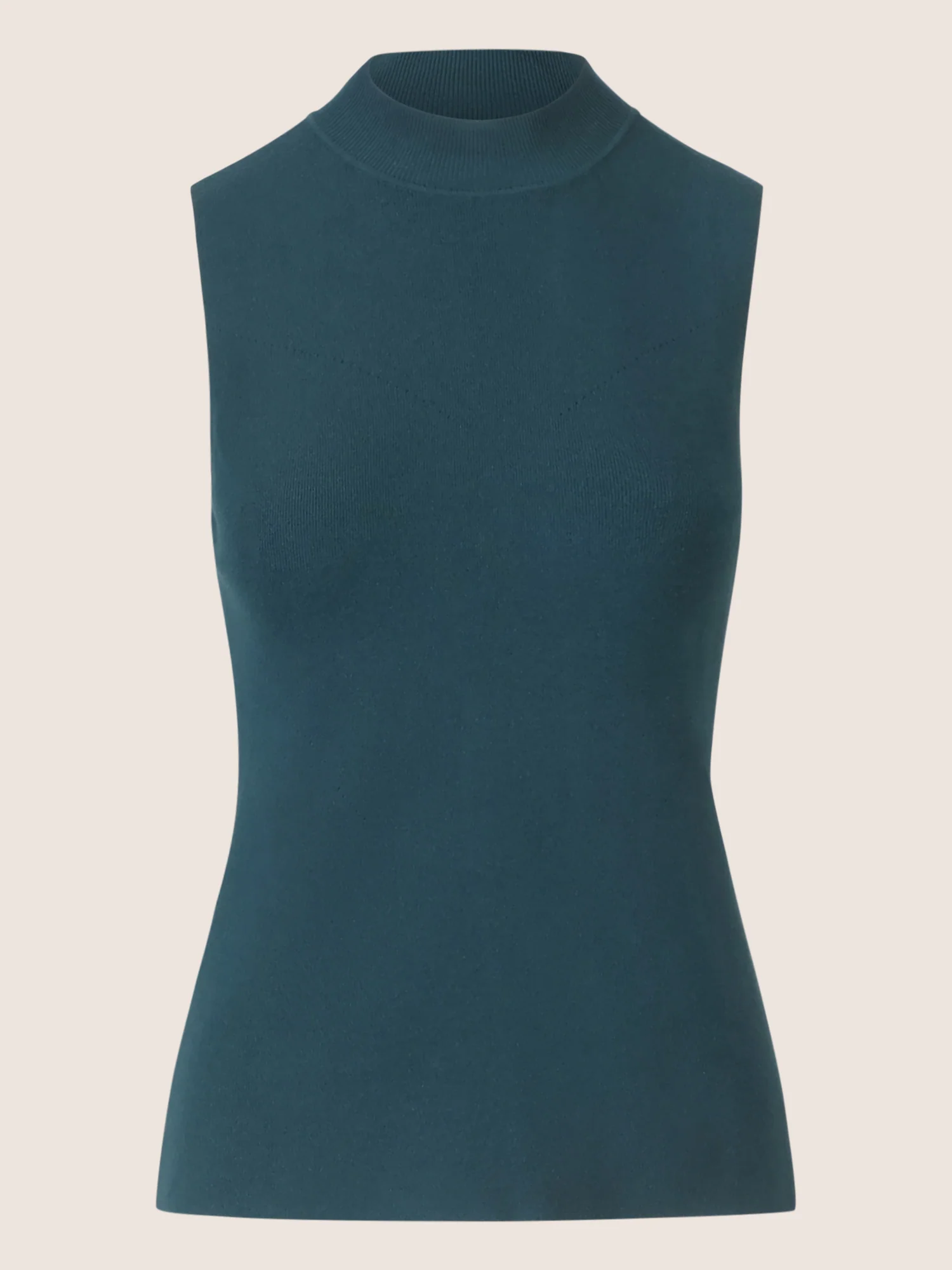 APART Stricktop mit Stehkragen und Ärmellos-Design | dunkelgrün - Image 4