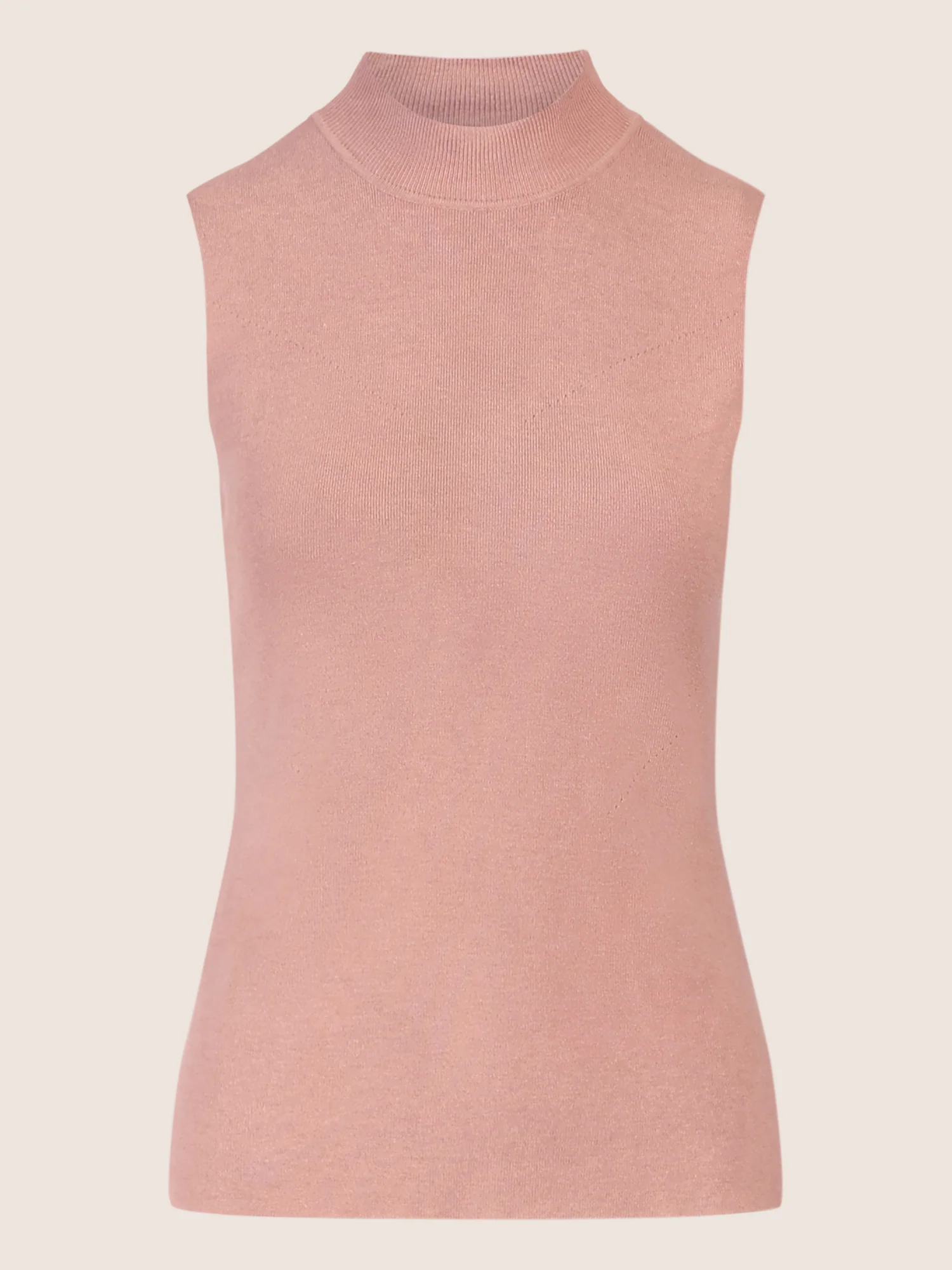 APART Stricktop mit Stehkragen und Ärmellos-Design | mauve - Image 4