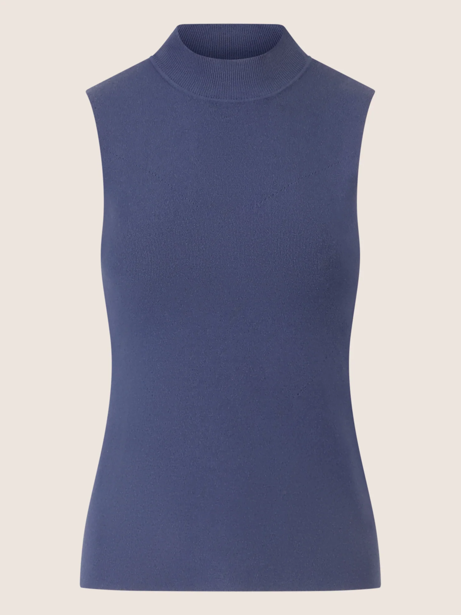 APART Stricktop mit Stehkragen und Ärmellos-Design | mittelblau - Image 4