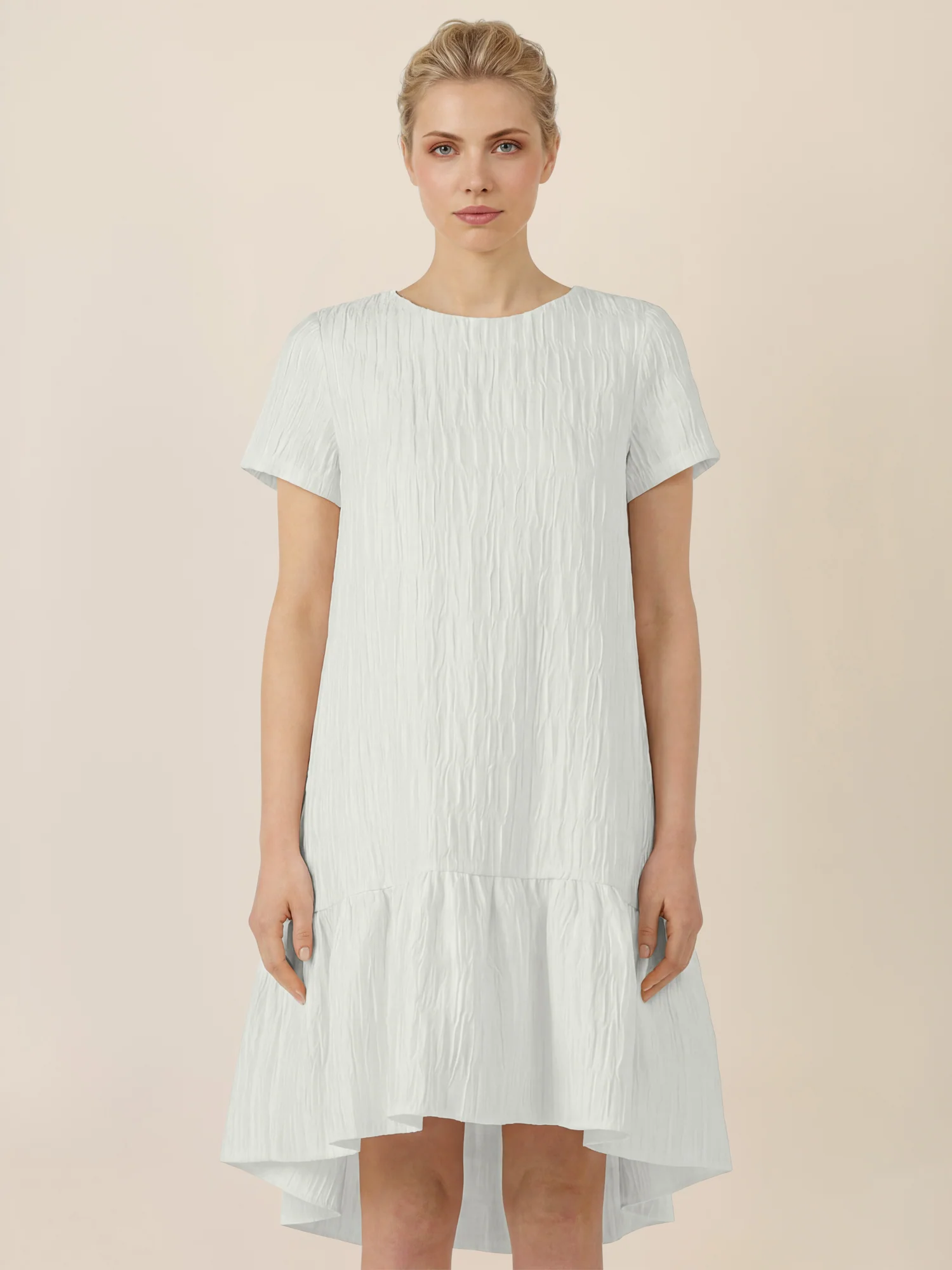 APART Strukturkleid mit Volantsaum | creme - Image 4