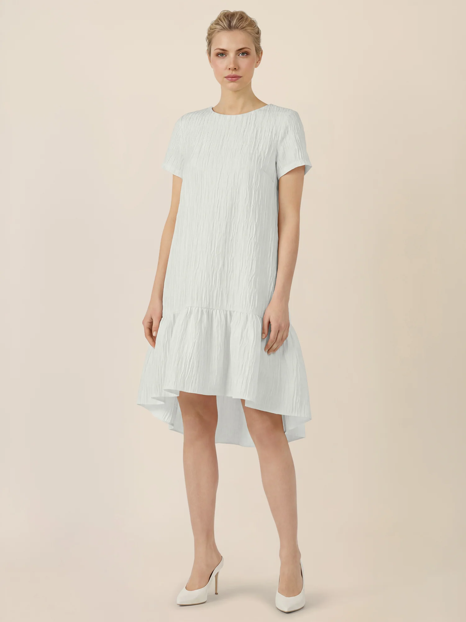 APART Strukturkleid mit Volantsaum | creme - Image 6