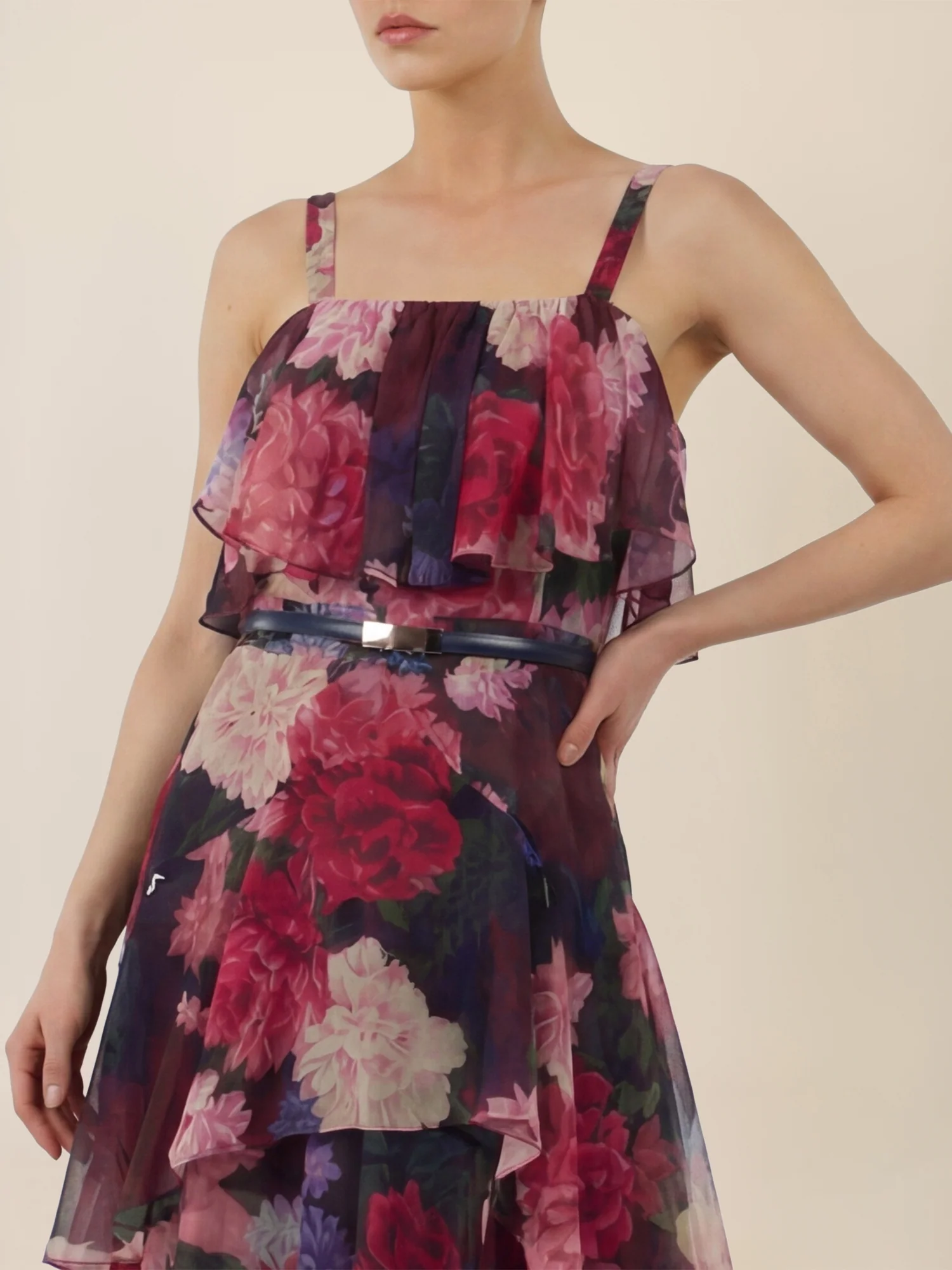 APART Stufenkleid mit floraler Eleganz | weinrot-multicolor - Image 4