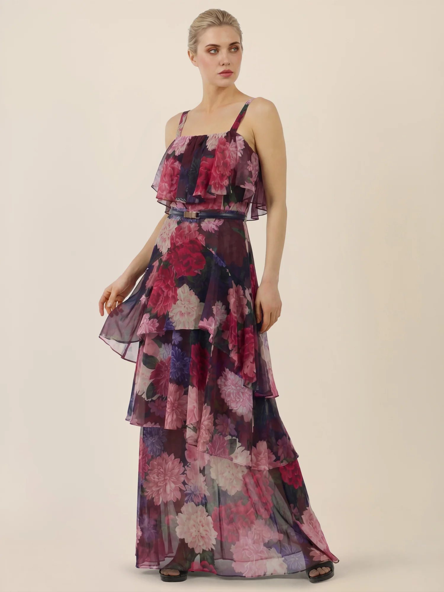 APART Stufenkleid mit floraler Eleganz | weinrot-multicolor - Image 5