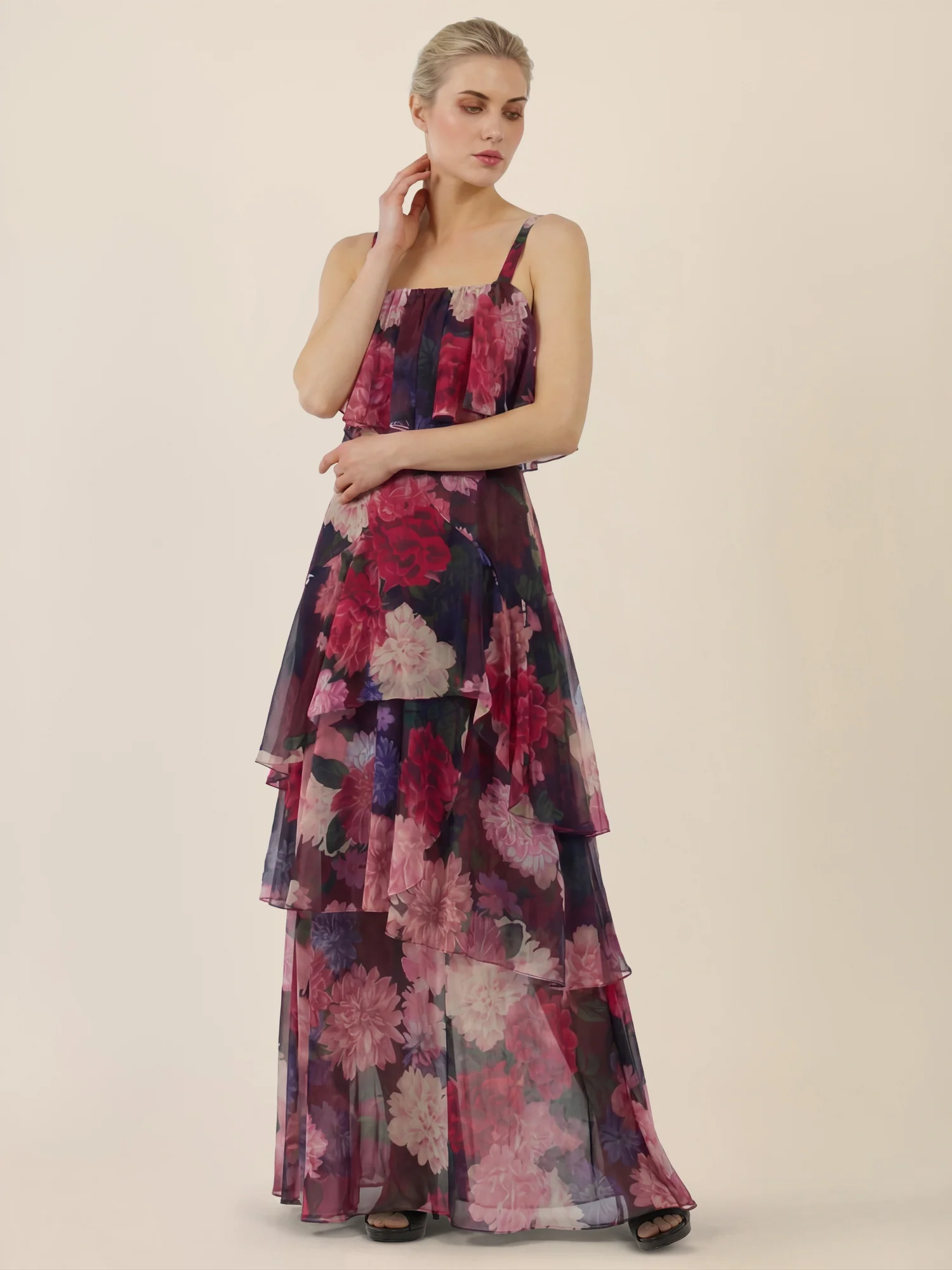 APART Stufenkleid mit floraler Eleganz | weinrot-multicolor - Image 6