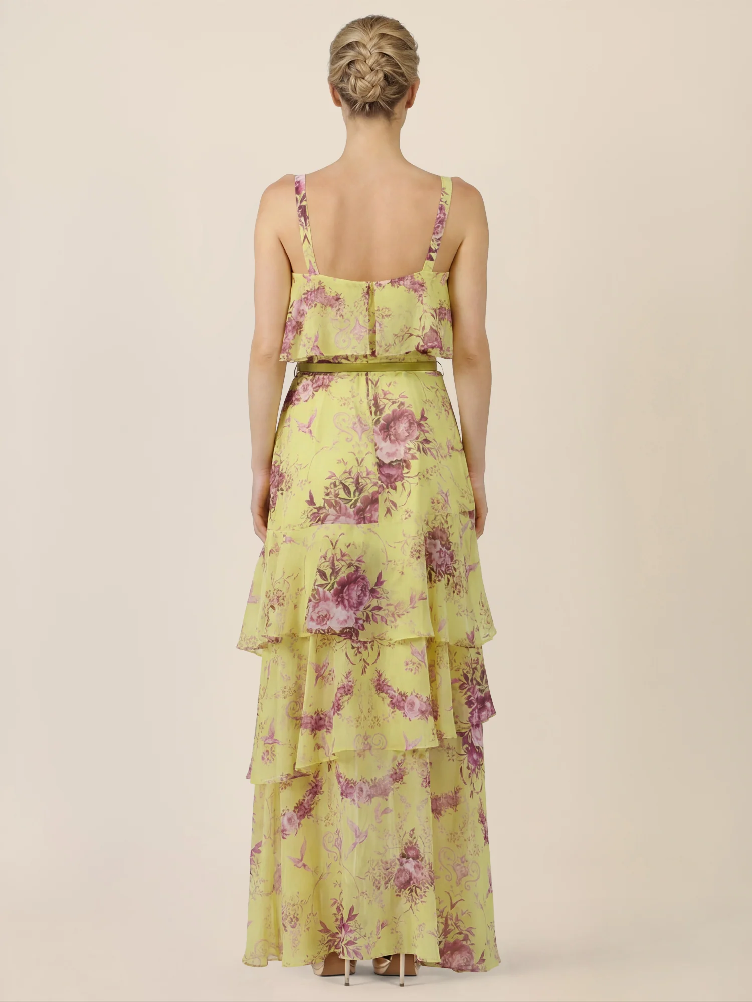 APART Stufenkleid mit Volants und floraler Eleganz | gelb-multicolor - Image 2