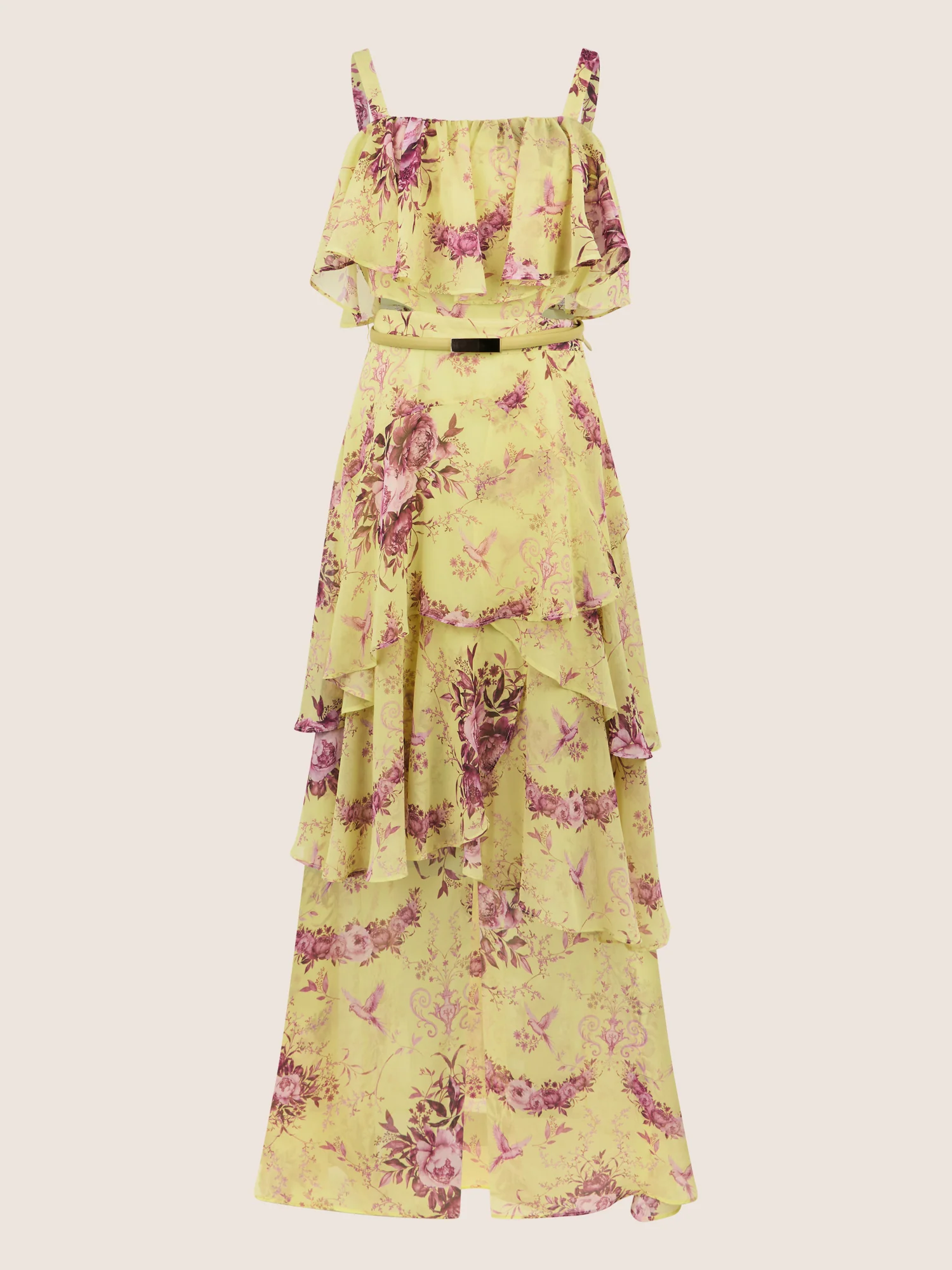 APART Stufenkleid mit Volants und floraler Eleganz | gelb-multicolor - Image 3
