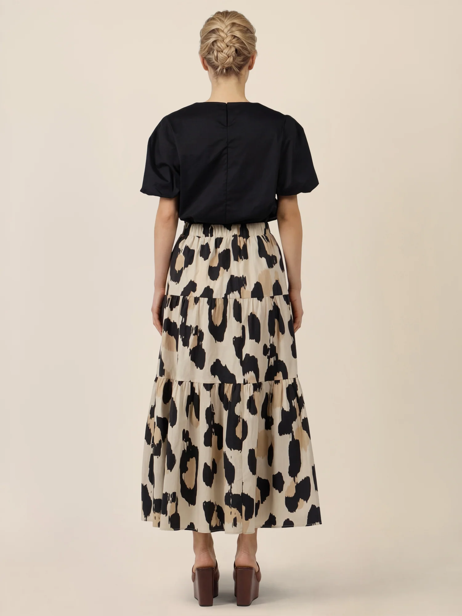 APART Stufenrock mit abstraktem Animalprint | beige-multicolor - Image 3