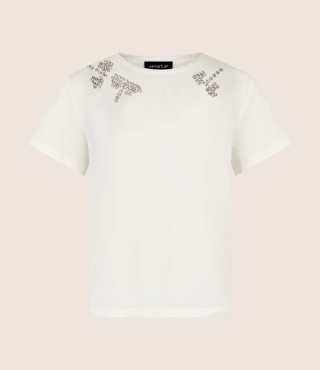 APART T-Shirt mit Schmuckstein-Dekor | creme - Image 4