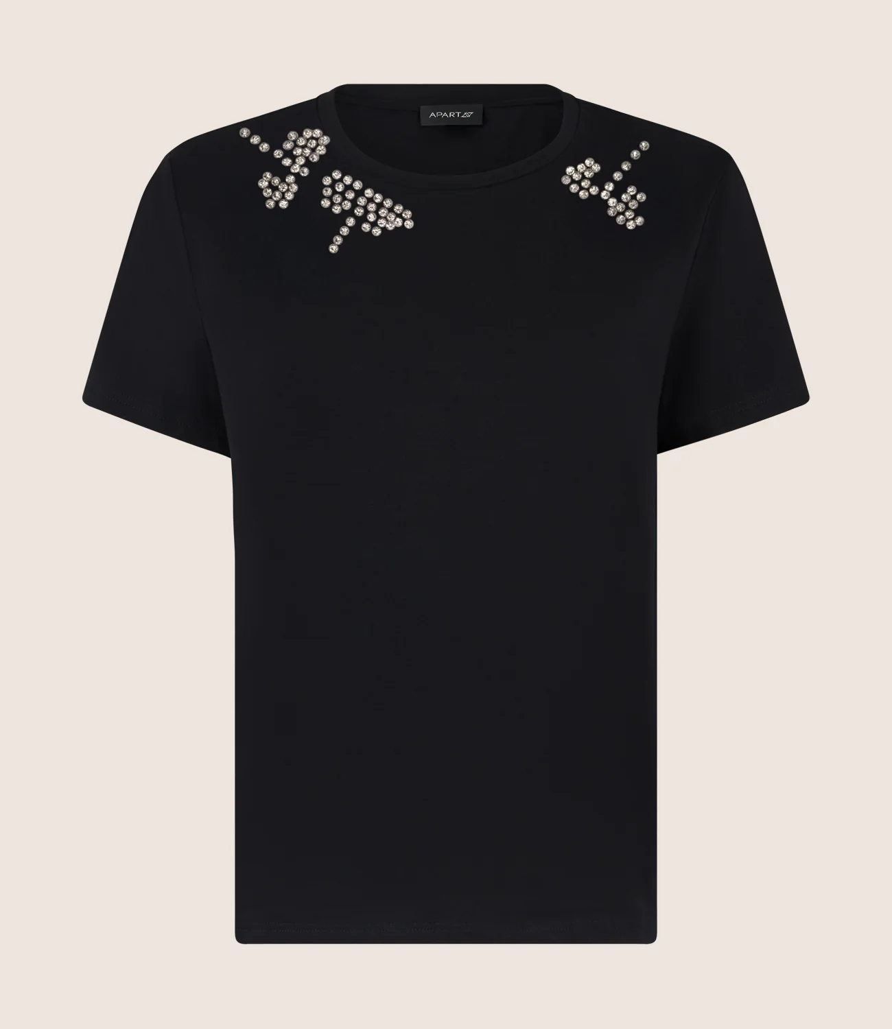 APART T-Shirt mit Schmuckstein-Dekor | schwarz - Image 4