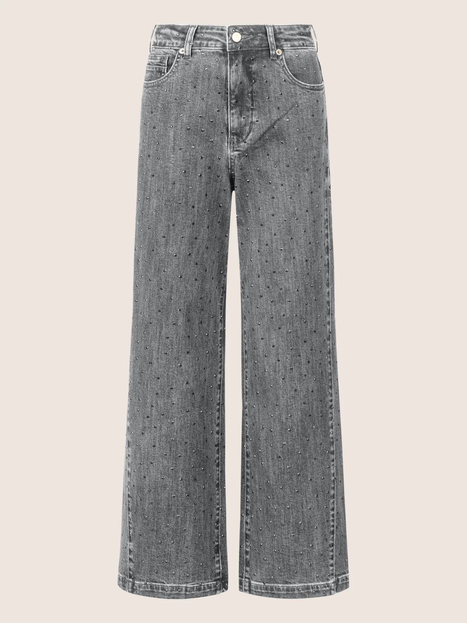 APART Weite Jeans mit Kristallsteinen in Stone- washed Optic | grau - Image 8