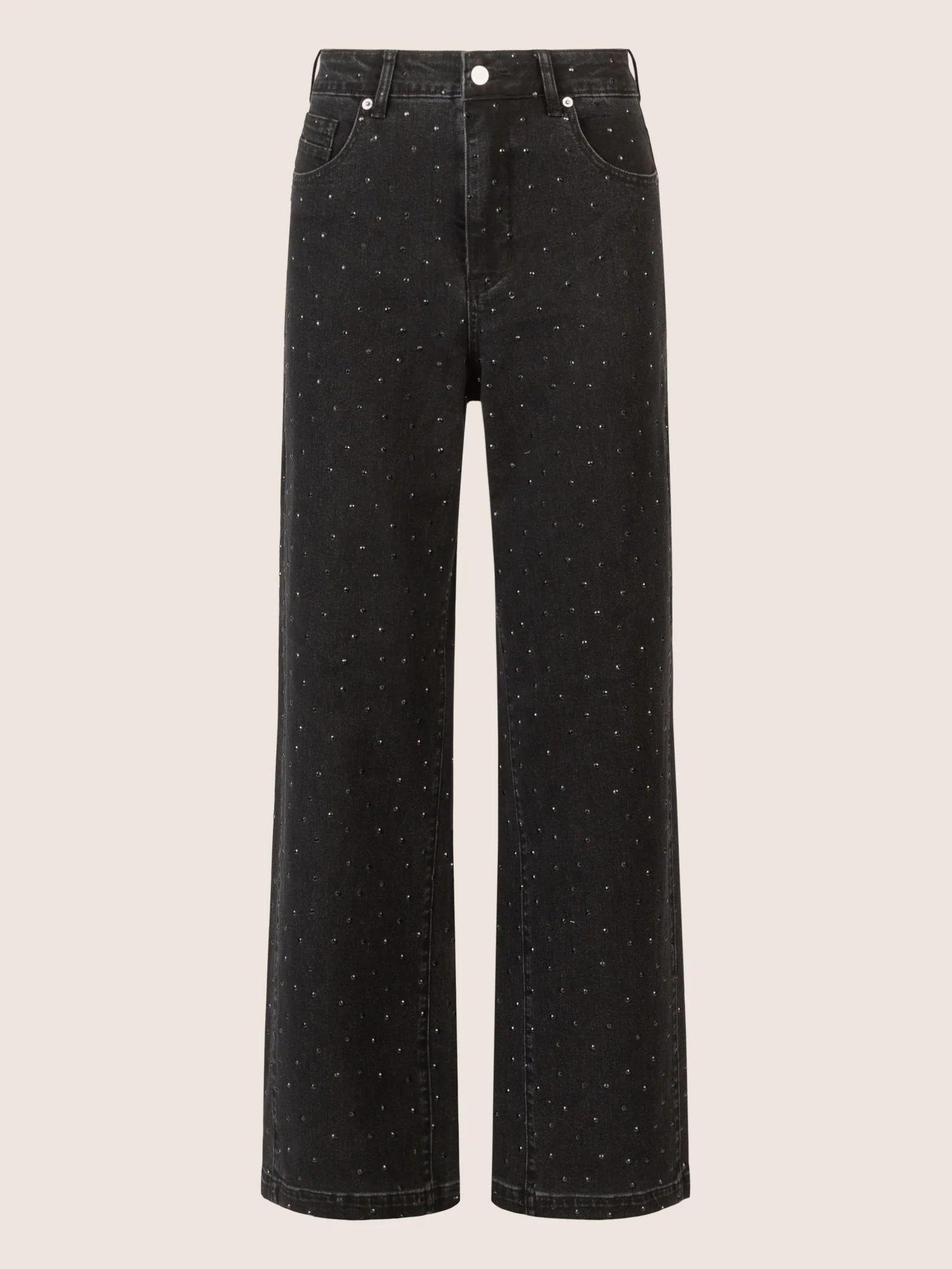 APART Weite Jeans mit Kristallsteinen in Stone- washed Optic | schwarz - Image 4