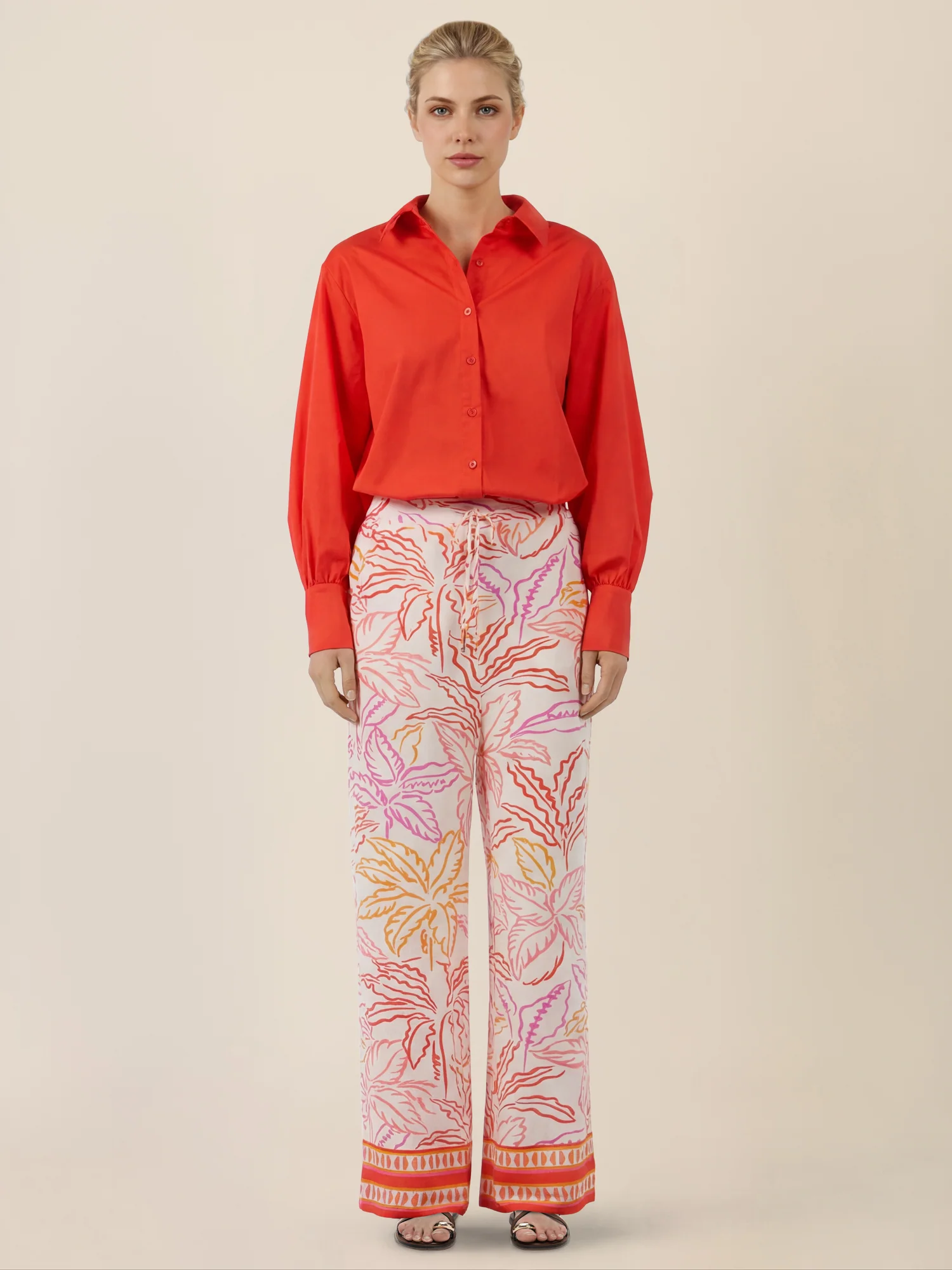 APART Weite Jerseyhose mit tropischem Print | creme-multicolor - Image 2