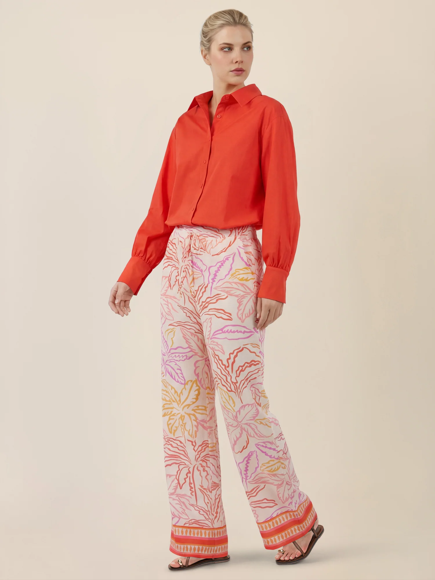 APART Weite Jerseyhose mit tropischem Print | creme-multicolor - Image 6