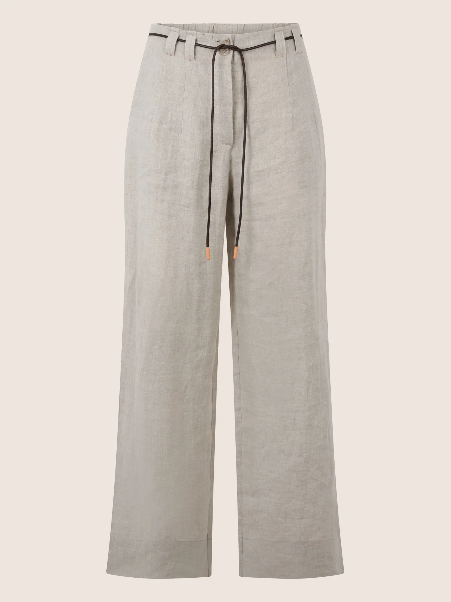 APART Weite Leinenhose mit Gürtel-Detail | beige-meliert - Image 4