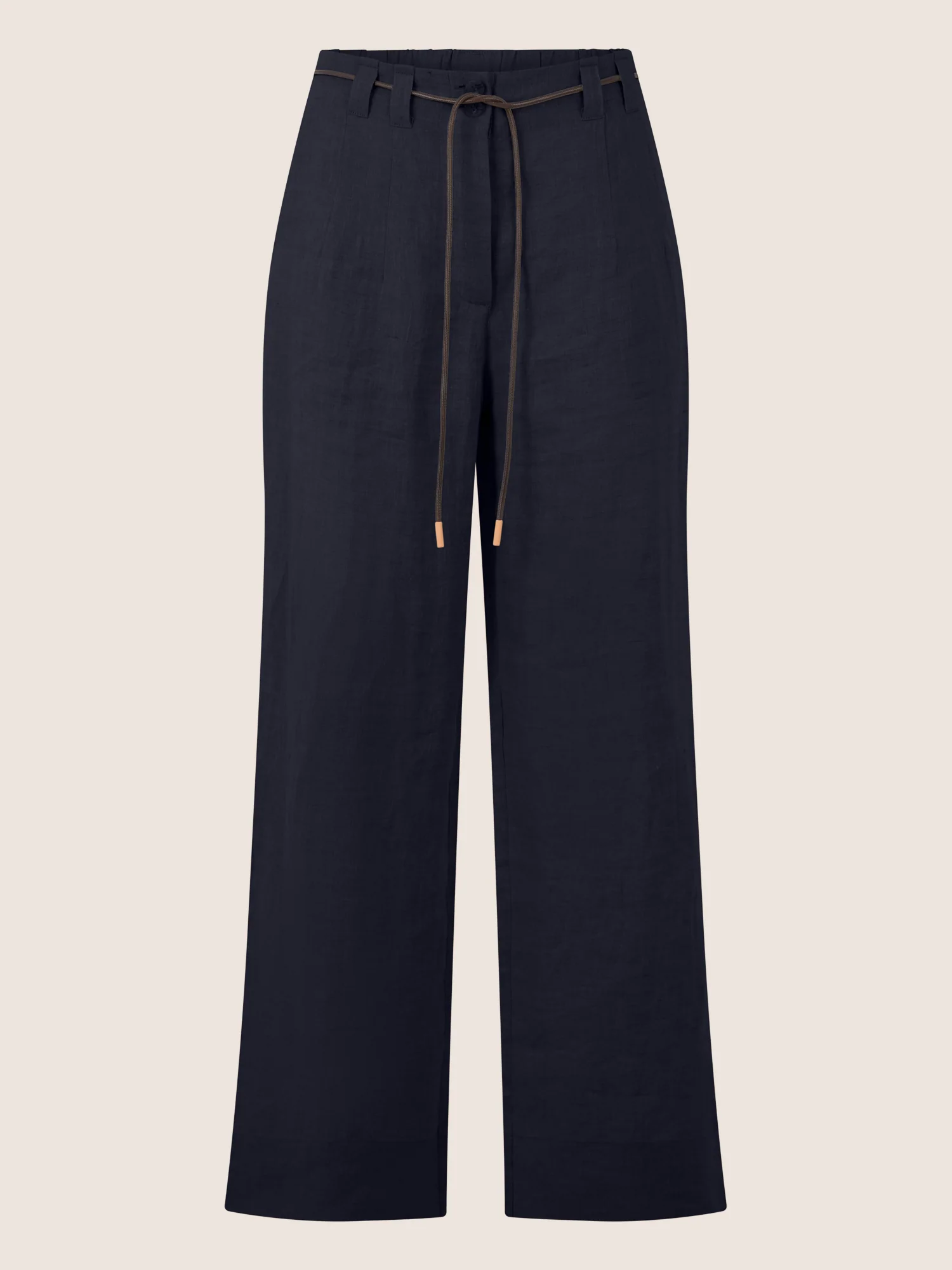 APART Weite Leinenhose mit Gürtel-Detail | nachtblau - Image 4