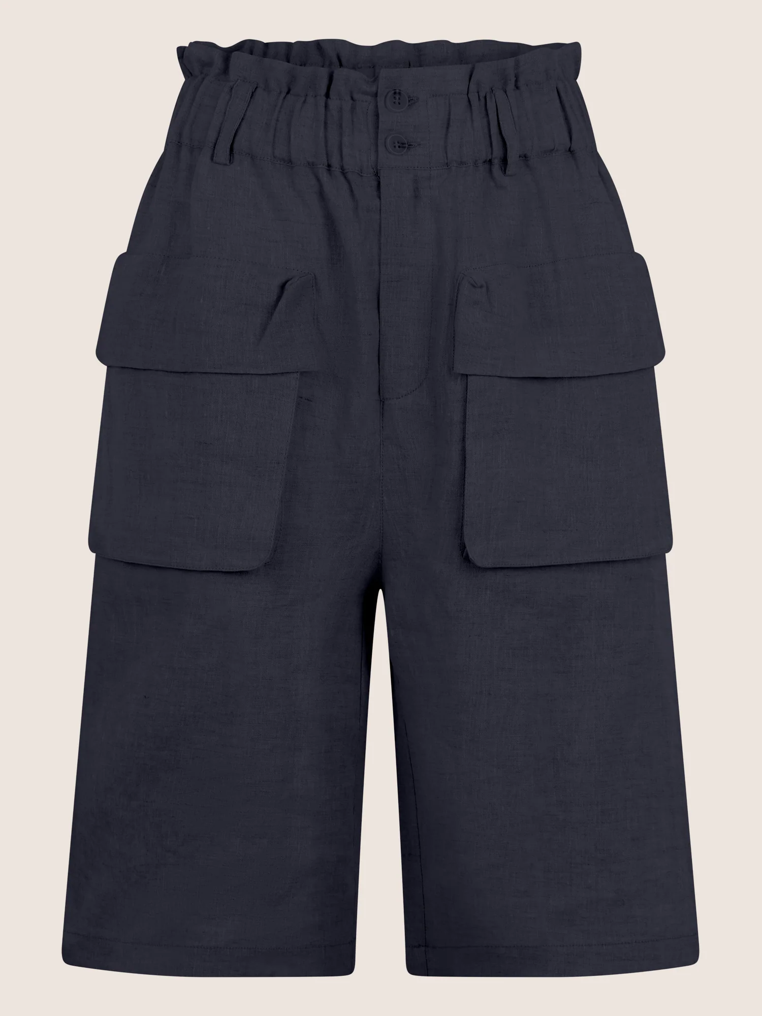 APART Weite Shorts mit Paperbag-Bund und Cargotaschen | nachtblau - Image 4