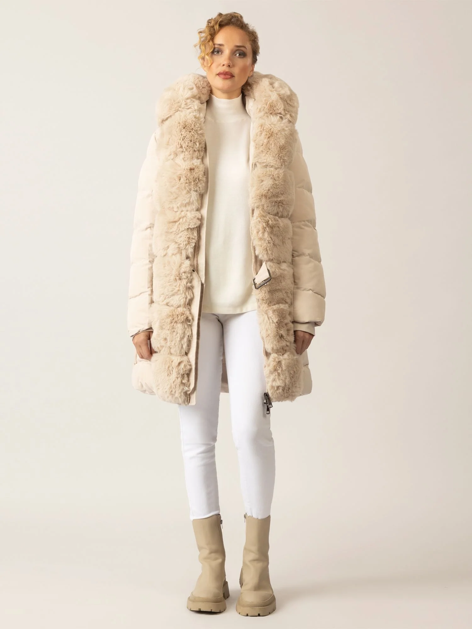 APART Winterjacke mit Reißverschluss für praktischen Schutz an kalten Tagen | beige - Image 2